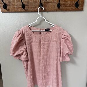 (4 for $20 Bundle✅)A New Day Pink Ruffled Puff Sleeve Blouse